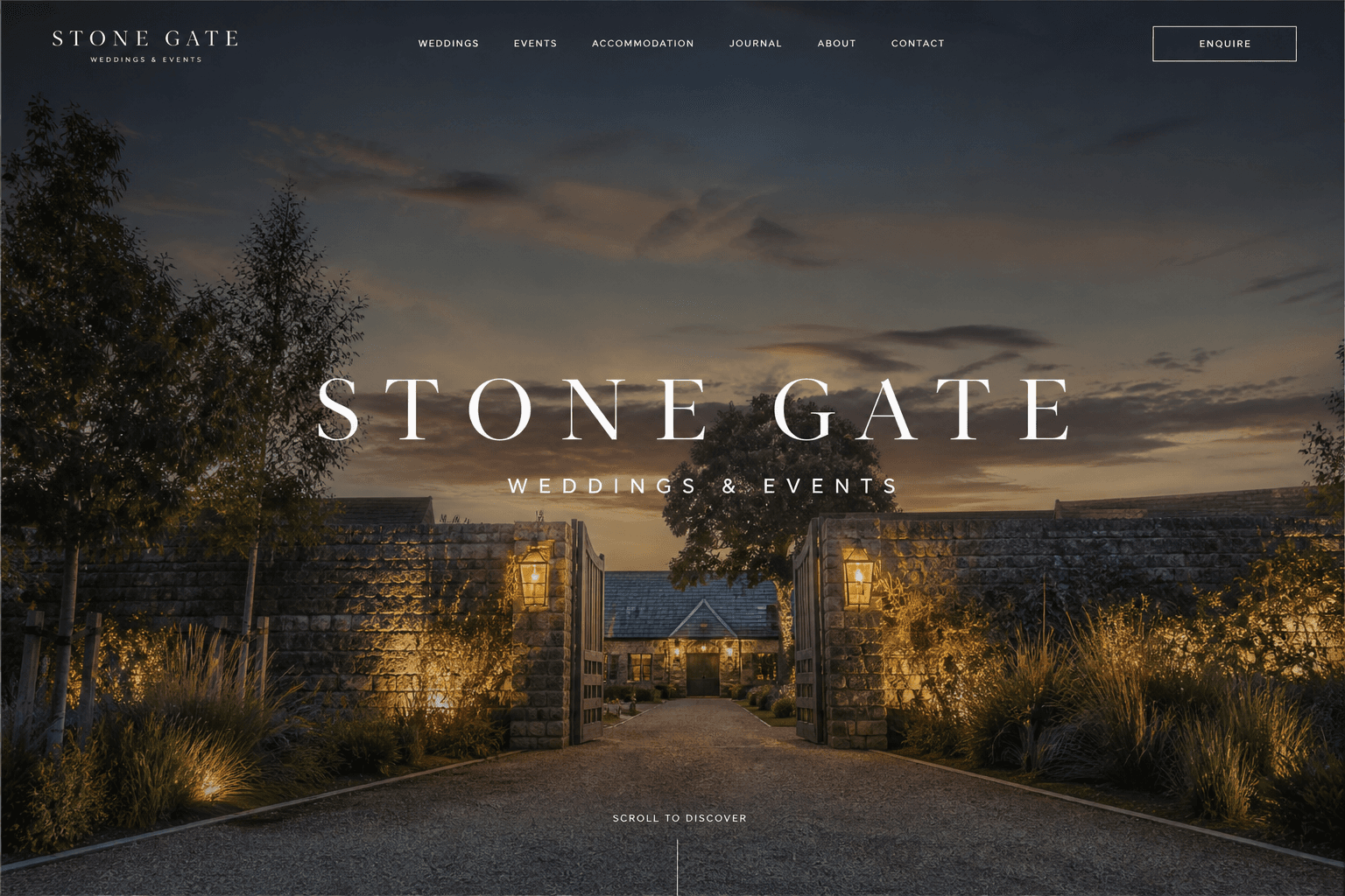 Stone Gate sample website on a monitor.