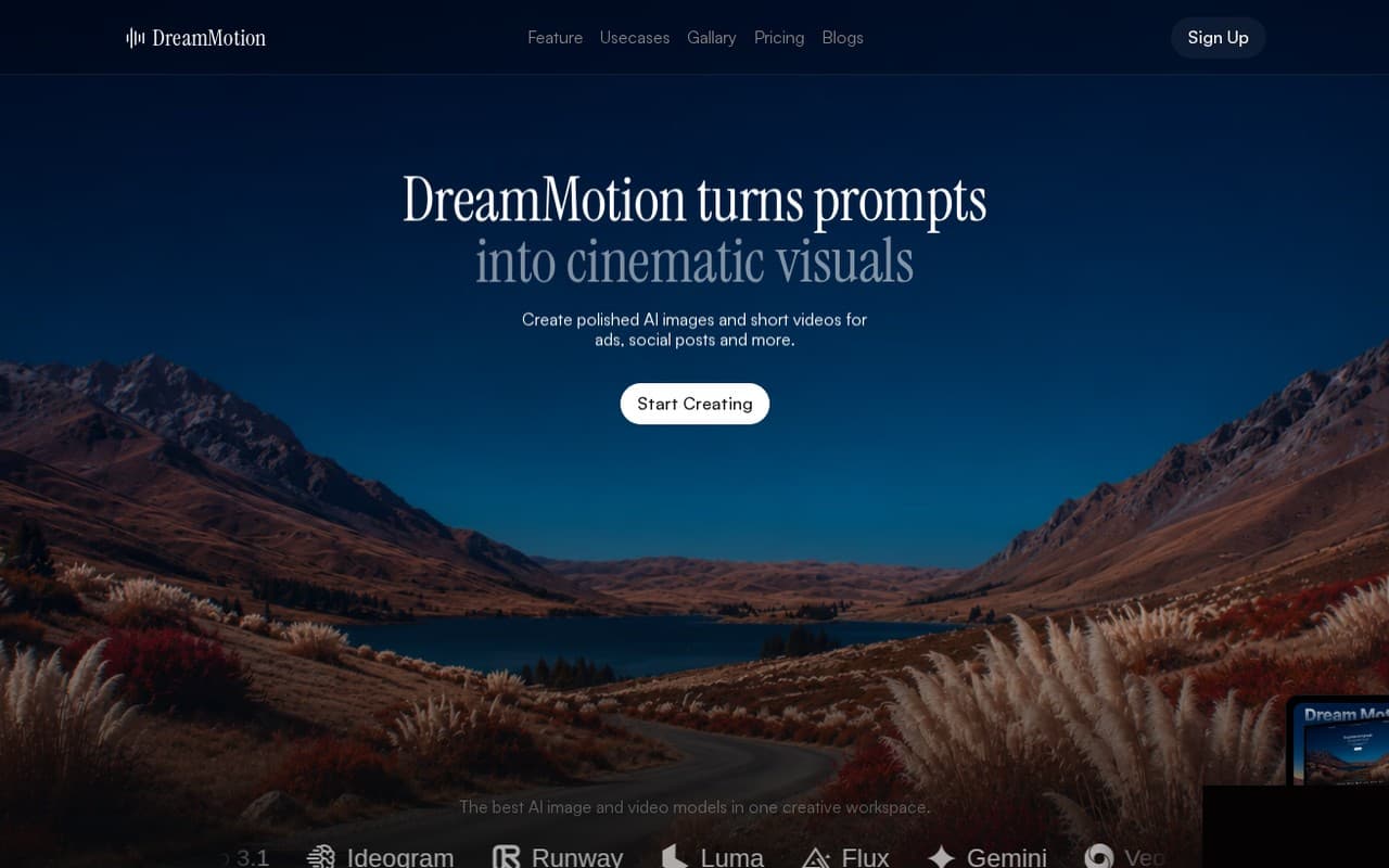 DreamMotion site hero